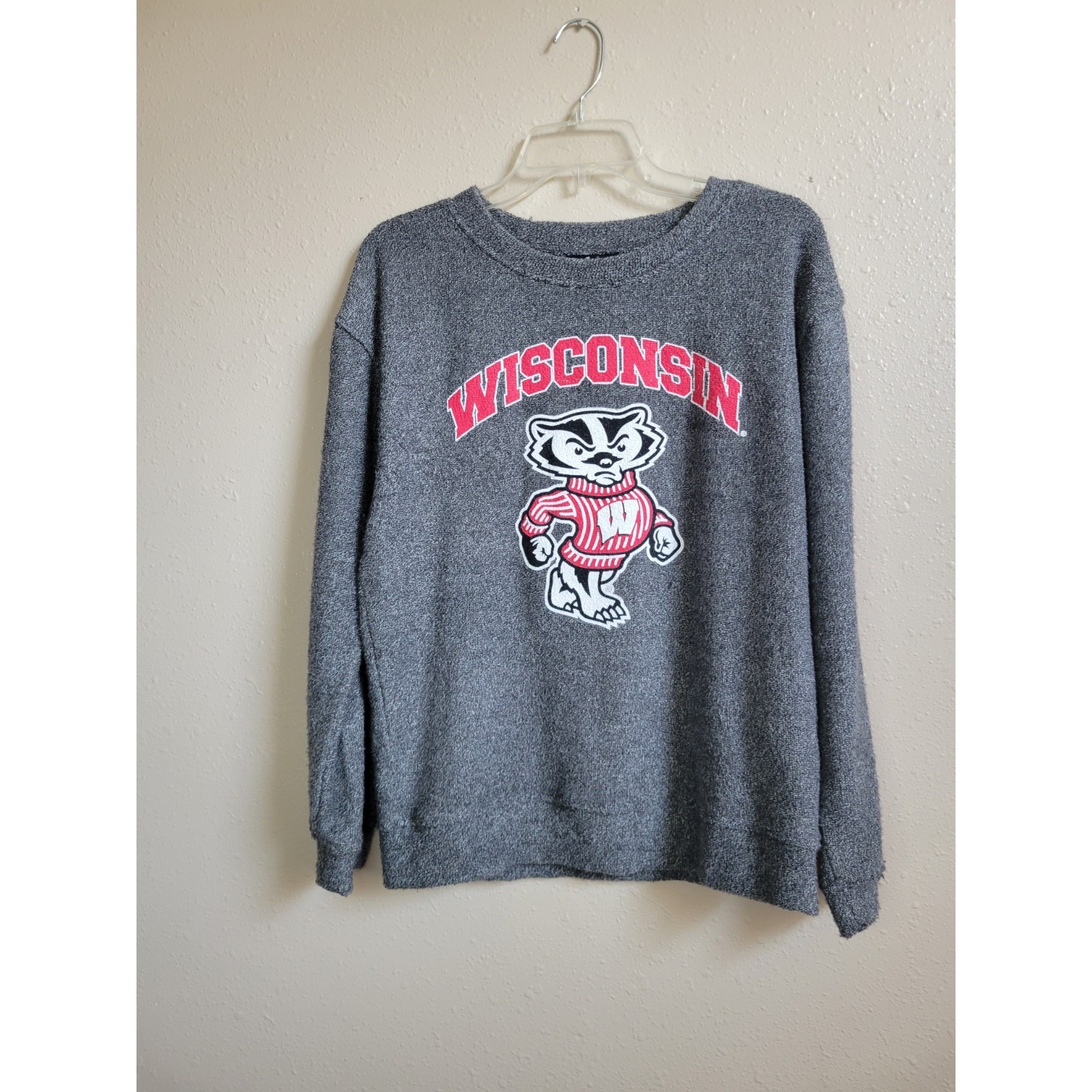 Boxcraft Wisconsin Badgers Big Mascot Logo Women Crewneck Sweatshirt Pullover Xs